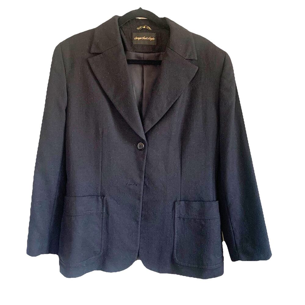 Giorgio Sant'Angelo Black Wool Blazer Size 12 Academia Preppy Vintage 80s *Read